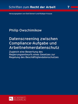 cover image of Datenscreening zwischen Compliance-Aufgabe und Arbeitnehmerdatenschutz